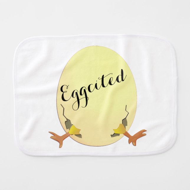 Eggcitement Add Baby Name Burp Cloth (Front Horizontal)