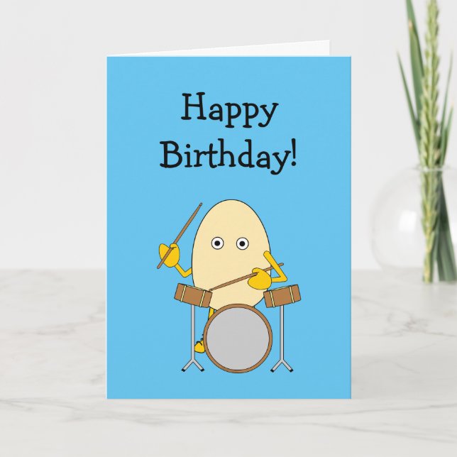 Egghead Drummer Birthday Card (Front)