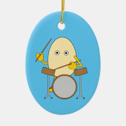 Egghead Drummer  Ceramic Ornament