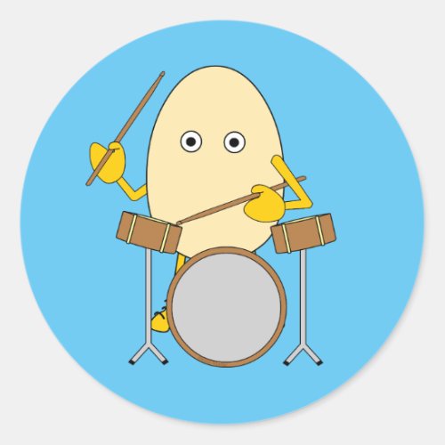 Egghead Drummer  Classic Round Sticker