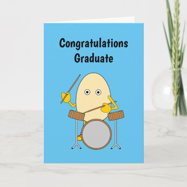 Egghead Drummer  Graduation Card (Front)