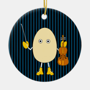 Egghead Violinist Ceramic Ornament