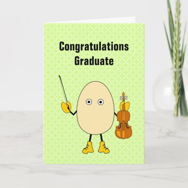 Egghead Violinist   Graduation Card (Front)