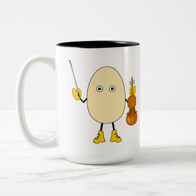 Egghead Violinist Two-Tone Coffee Mug (Left)