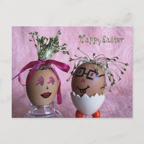 Eggmen Couple Fun Easter Postcard