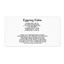 Eggnog Cake recipe labels