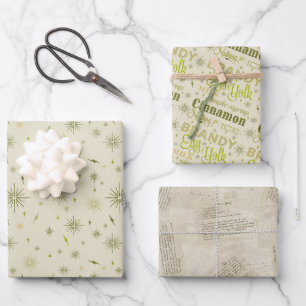 Eggnog Collection - Avocado Wrapping Paper Sheets