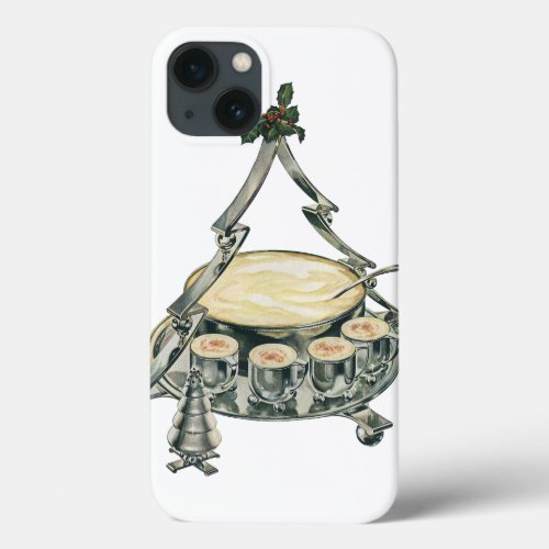 Eggnog in a Vintage Christmas Tree Punch Bowl iPhone 13 Case