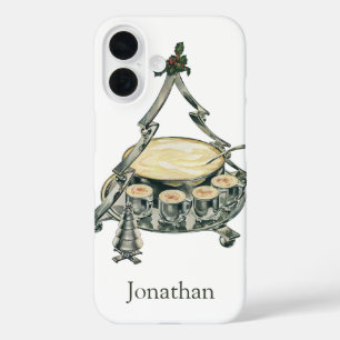 Eggnog in a Vintage Christmas Tree Punch Bowl iPhone 16 Case