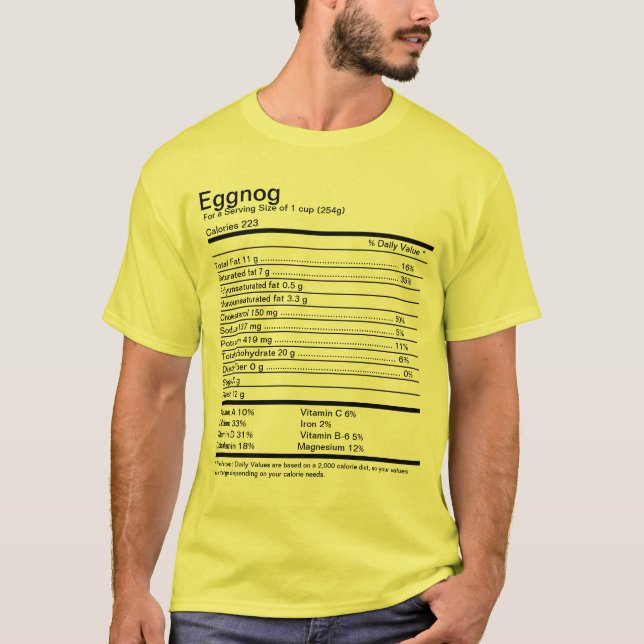Eggnog Nutritional Facts T-Shirt (Front)