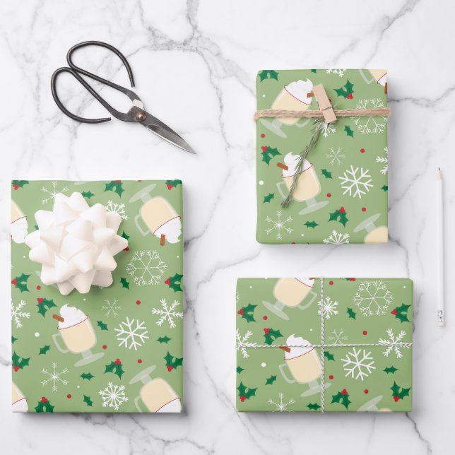 Eggnog Pattern Wrapping Paper Sheets (Front)