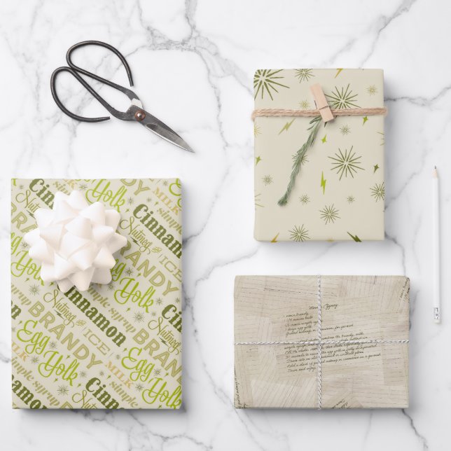 Eggnog Recipe Collection - Avocado Wrapping Paper Sheets (Front)