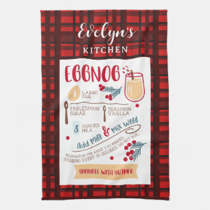 Eggnog Recipe Festive Christmas Custom Kitchen Towel