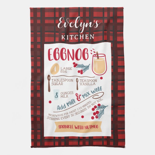 Eggnog Recipe Festive Christmas Custom Kitchen Towel (Vertical)