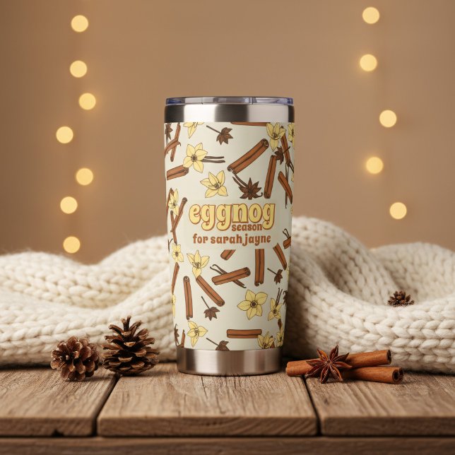 Eggnog Season Personalized Insulated Tumbler (Perfect tumbler for enjoying eggnog during the colder months or just a cozy evening at home)