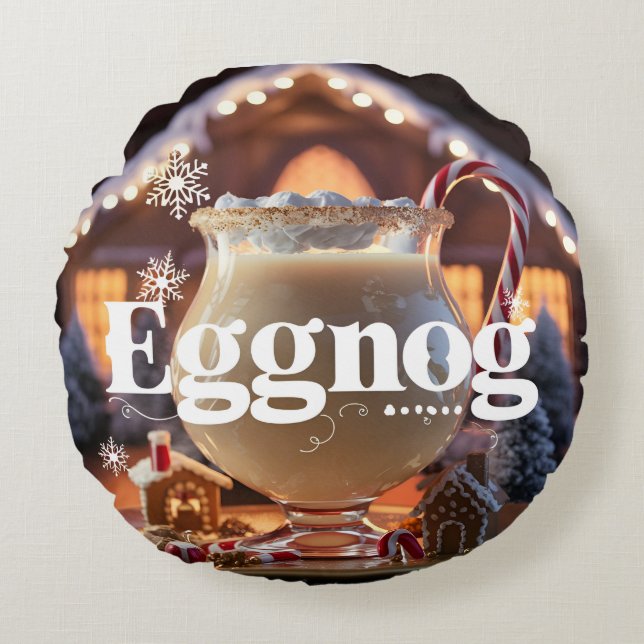 Eggnog timing, eggnog, christmas round pillow (Front)