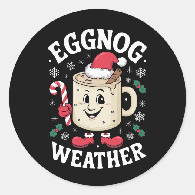 Eggnog Weather Christmas Retro Christmas Classic Round Sticker (Front)