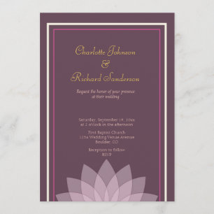 Eggplant and Blush Pink Floral Wedding Invitation