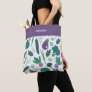 Eggplant and Broccoli Pattern with Name Purple Tote Bag