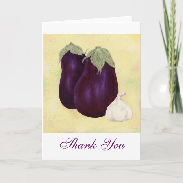 Eggplant and Garlic Thank You notecard (Front)
