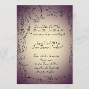 Eggplant and Gold Tint Wedding Invitation