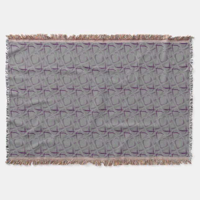 Eggplant and Gray Abstract Contemporary Throw Blanket (Front)