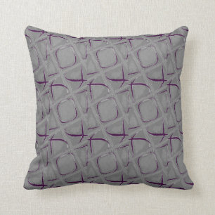Eggplant and Gray Abstract Contemporary Throw Pillow