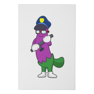 Eggplant as Police officer with Baton Faux Canvas Print