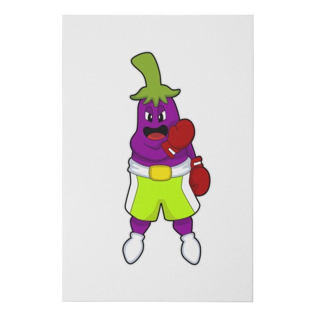 Eggplant at Boxing with Boxing gloves Faux Canvas Print (Front)