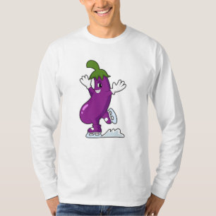 Eggplant at Ice skating with Ice skates T-Shirt