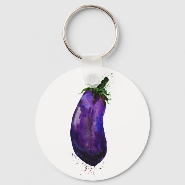 Eggplant Aubergine Keychain (Front)