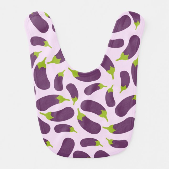 Eggplant Aubergine Purple Vegetable Pattern Design Baby Bib (Front)