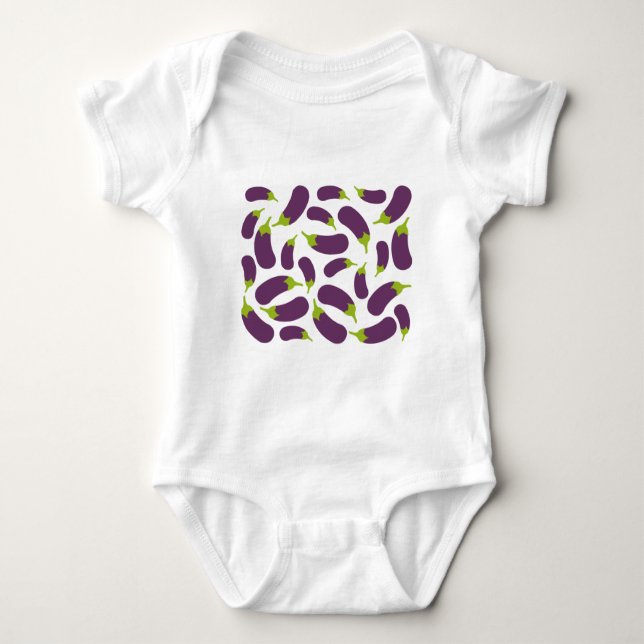 Eggplant Aubergine Purple Vegetable Pattern Design Baby Bodysuit (Front)