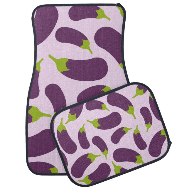 Eggplant Aubergine Purple Vegetable Pattern Design Car Floor Mat (Set)