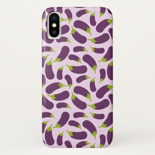 Eggplant Aubergine Purple Vegetable Pattern Design iPhone X Case