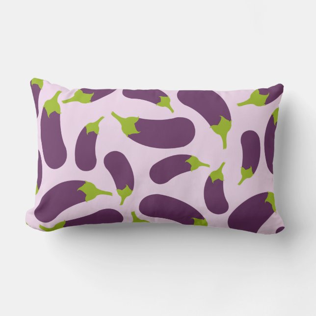 Eggplant Aubergine Purple Vegetable Pattern Design Lumbar Pillow (Front)