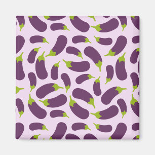 Eggplant Aubergine Purple Vegetable Pattern Design Magnet