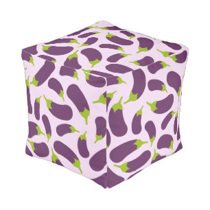 Eggplant Aubergine Purple Vegetable Pattern Design Pouf
