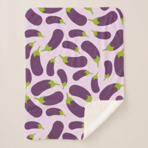 Eggplant Aubergine Purple Vegetable Pattern Design Sherpa Blanket