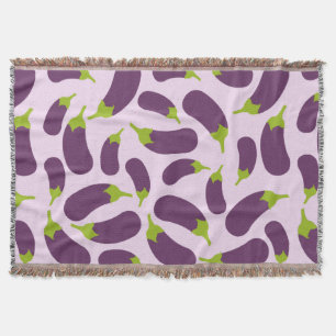 Eggplant Aubergine Purple Vegetable Pattern Design Throw Blanket
