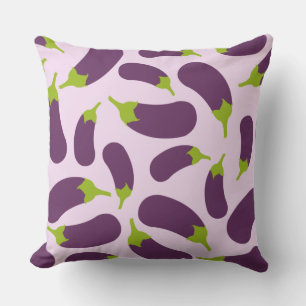 Eggplant Aubergine Purple Vegetable Pattern Design Throw Pillow
