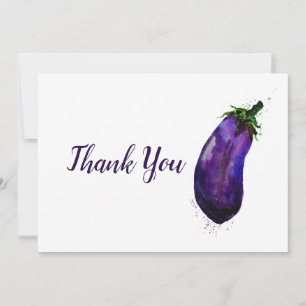 Eggplant Aubergine Watercolor Thank You Card