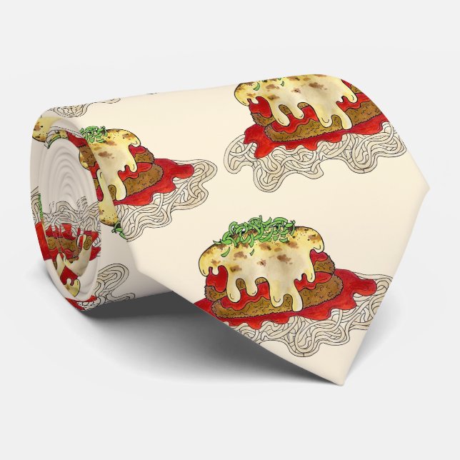 Eggplant Aubgergine Parm Parmesan Italian Food Neck Tie (Rolled)