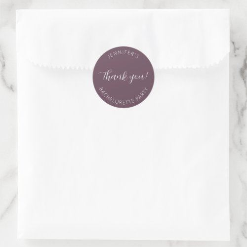 Eggplant Bachelorette Party Thank You Classic Round Sticker