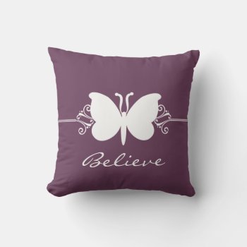 Eggplant Butterfly Swirls Pillow by Superstarbing at Zazzle