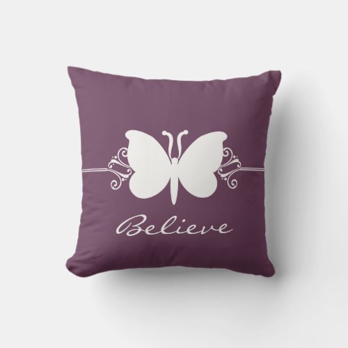 Eggplant Butterfly Swirls Pillow