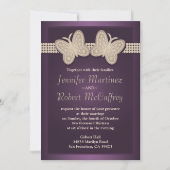 Eggplant Butterfly Wedding Invitations by youreinvited at Zazzle
