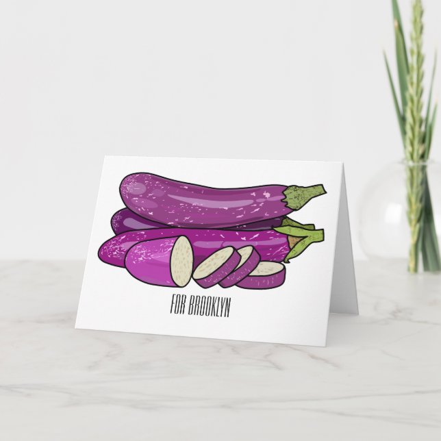 Eggplant cartoon illustration card (Front)