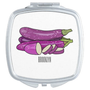 Eggplant cartoon illustration compact mirror