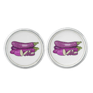 Eggplant cartoon illustration cufflinks
